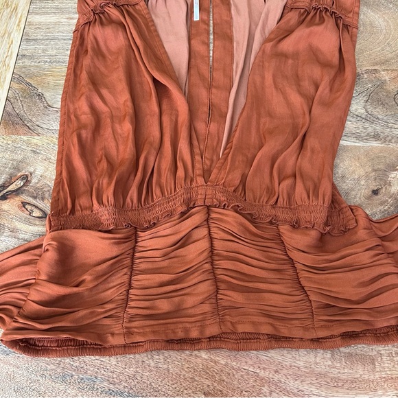 Free people rust satin bow top - Picture 4 of 6